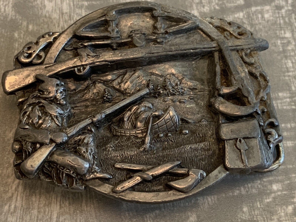 Vintage Siskiyou Pewter Belt Buckle The Fur Trapper 0-29 Vintage Siskiyou Pewter Belt Buckle The Fur Trapper 0-29