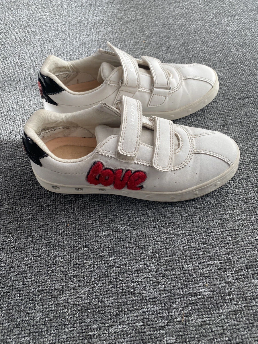 Geox white hotsell leather trainers