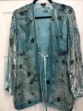 Dream Keeper Bead Embellished Floral Velvet Wide Sleeve Kimono Jacket Size 12-14