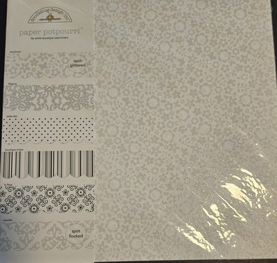 doodlebug design inc 12x12 scrapbook paper 10 sheets Lily White