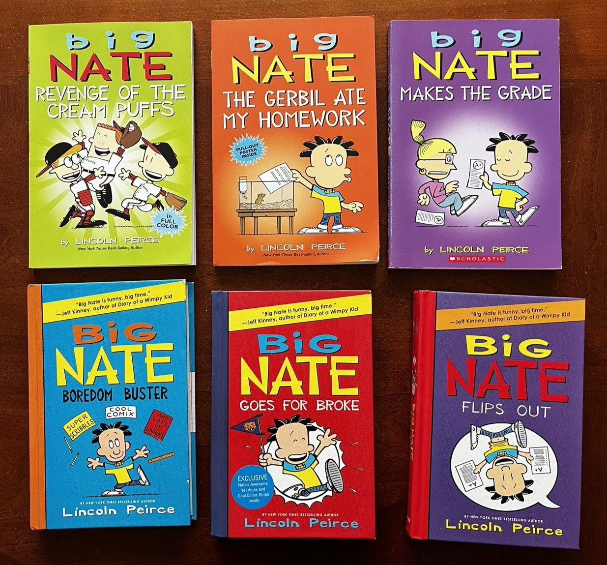 Lot of 6 Big Nate Books by Lincoln Peirce:  3 Hardcover, 3 Paperback