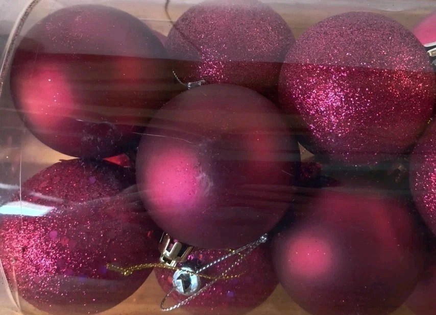Adornos para Árbol de Navidad Vickerman Color Frambuesa Púrpura 24 unidades Irrompibles Foto 4 de 4