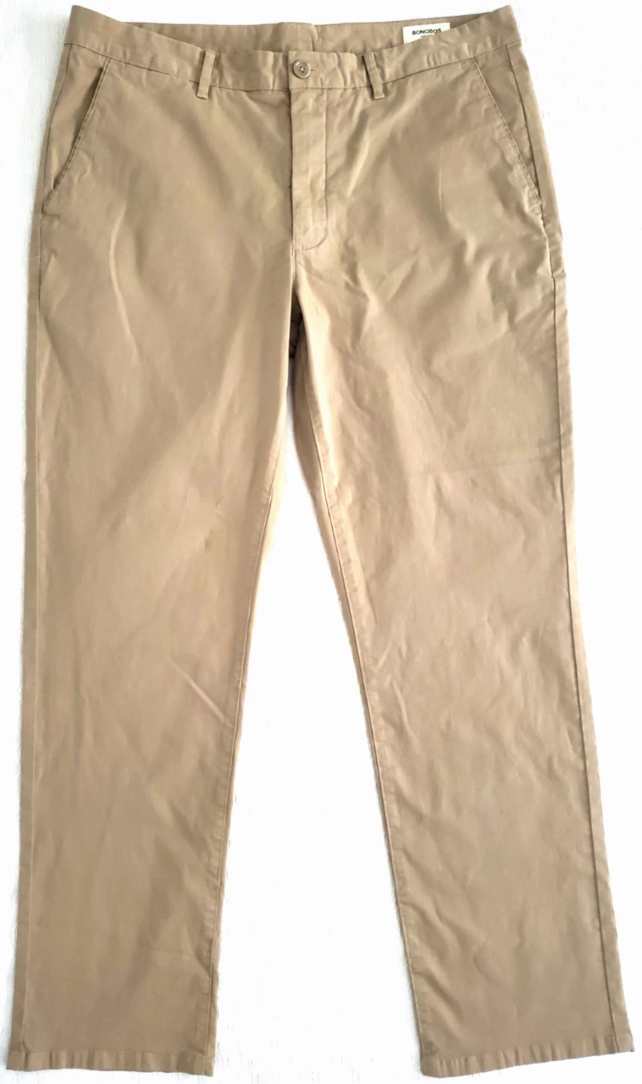 Bonobos Slim Chino Pants Mens 36 (37 Waist)x30 Khaki Organic Cotton Stretch