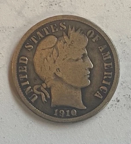 1910-s barber dime vg++ low mintage