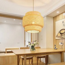 Handmade Rattan Bamboo Pendant Light Shade Boho Nordic Hanging Ceiling Lampshade