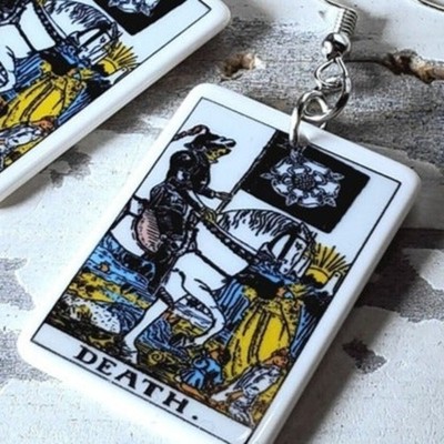 Mystical Tarot Card Death Transformation Oracle Archetype Lightweight Earrings