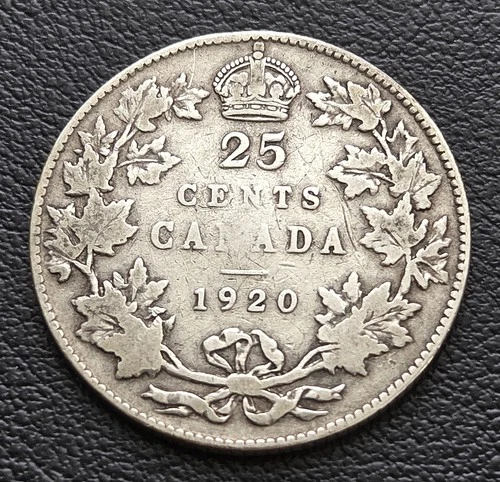 1920 Canada Silver 25-Cent Quarter - 80% Silver King George V