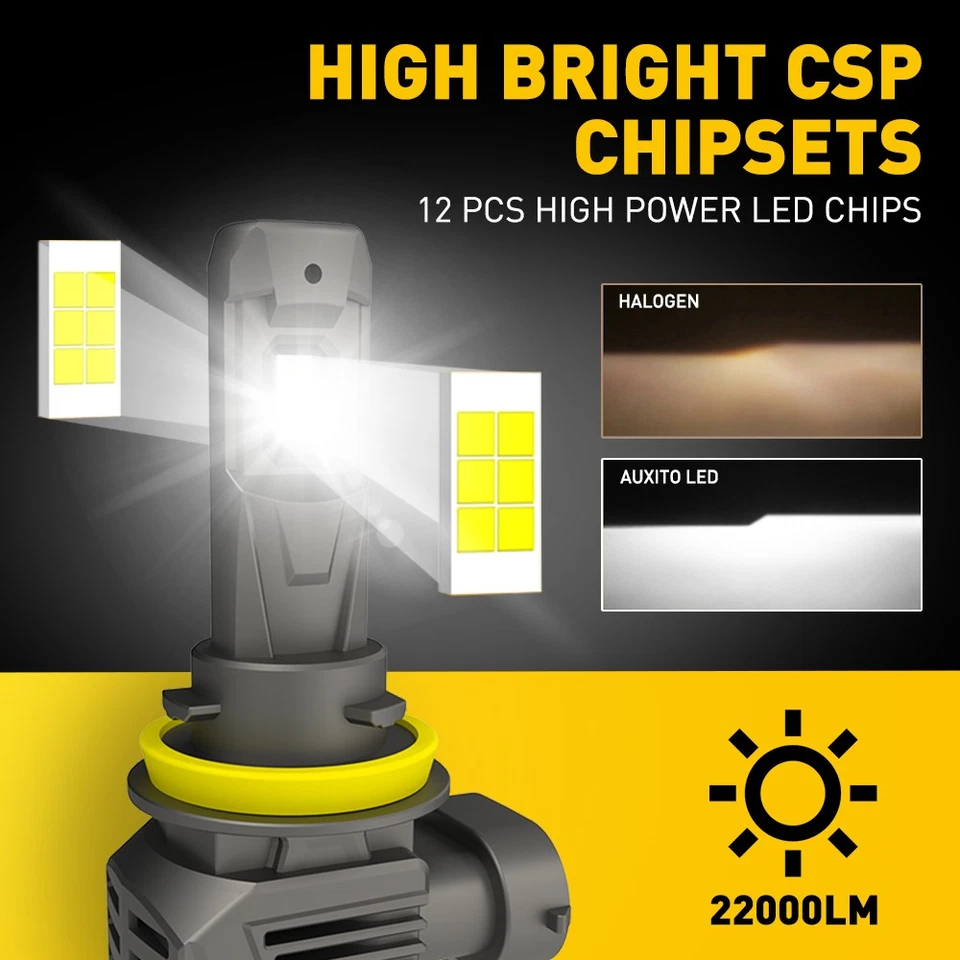 AUXITO 9005 H11 LED Headlight Low Beam Bulb Canbus Super Bright White 1-10Set - Image 2 of 4