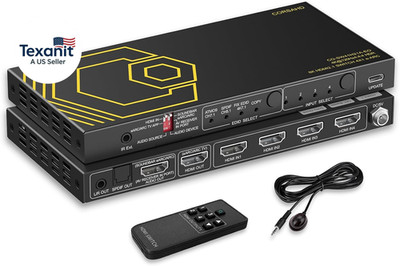 8K@60Hz 4K@120Hz HDMI2.1 Switch 4 in 1 Out with Earc,Arc Audio Extractor,7.1Ch,S