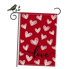 Valentine's Day Red  White Love Hearts Garden Flag 12 x 18 Inch 12"x18" Red 2