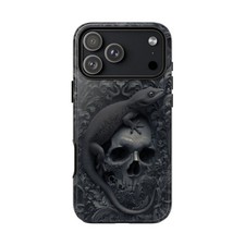 For iPhone / Galaxy / Pixel   Gothic Gecko Lizard Dark Skull Phone Case