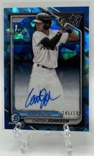 Carter Johnson 2024 Bowman Draft Chrome Sapphire 1st Bowman Auto /199! Marlins