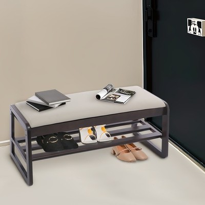 Entryway Shoe Bench Boots Rack W/ Cushion & Storage Space Shoes Stand Stool Home