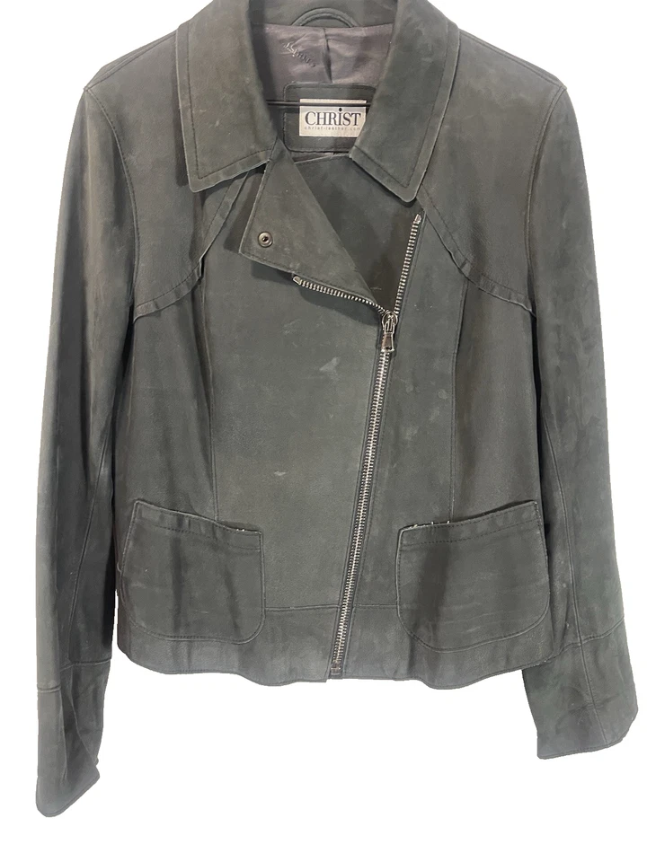 Chaqueta de cuero Werner Crist para hombre talla 40 gris gamuza Foto 2 de 4