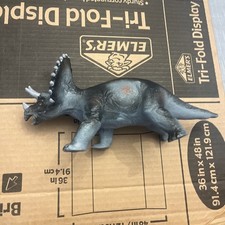 PREHISTORIC LIFELIKE REALISTIC RUBBER TRICERATOPS 11" LONG DINOSAUR TOY