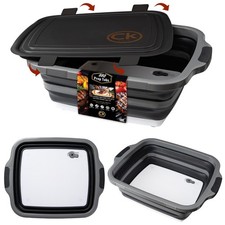 New XL Collapsible BBQ Prep Tub with LOCKING Lid, Cutting Board  Drain Hole ...