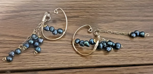 Vintage Barbara Barnett 14k GF Baroque South Peacock Pearl Hooker Earrings