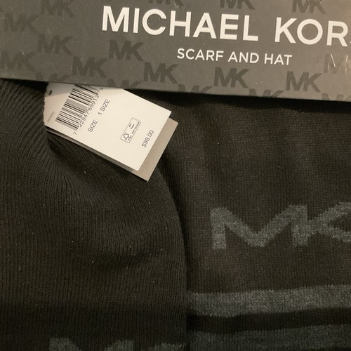 MICHAEL KORS MÜTZE & SCHAL STRICK GESCHENKSET NEU MIT ETIKETT SCHWARZ & GRAU - Bild 3 von 6