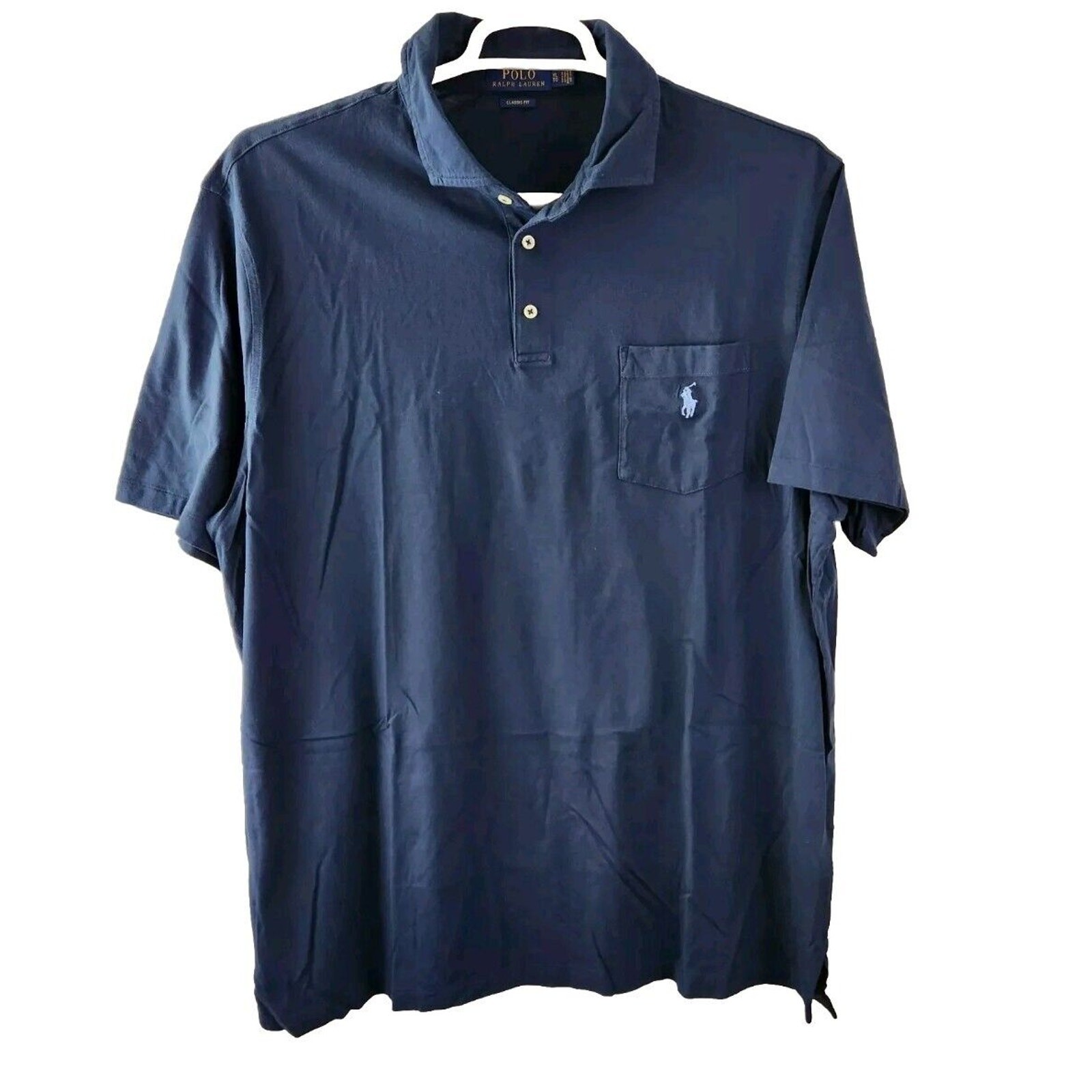 Polo Ralph Lauren camicia uomo XL blu navy vestibilità classica blu pony tinta unita golf polo