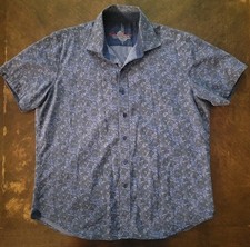 Robert Graham Button Shirt Mens X-Large Blue Floral Paisley Print Casual XL