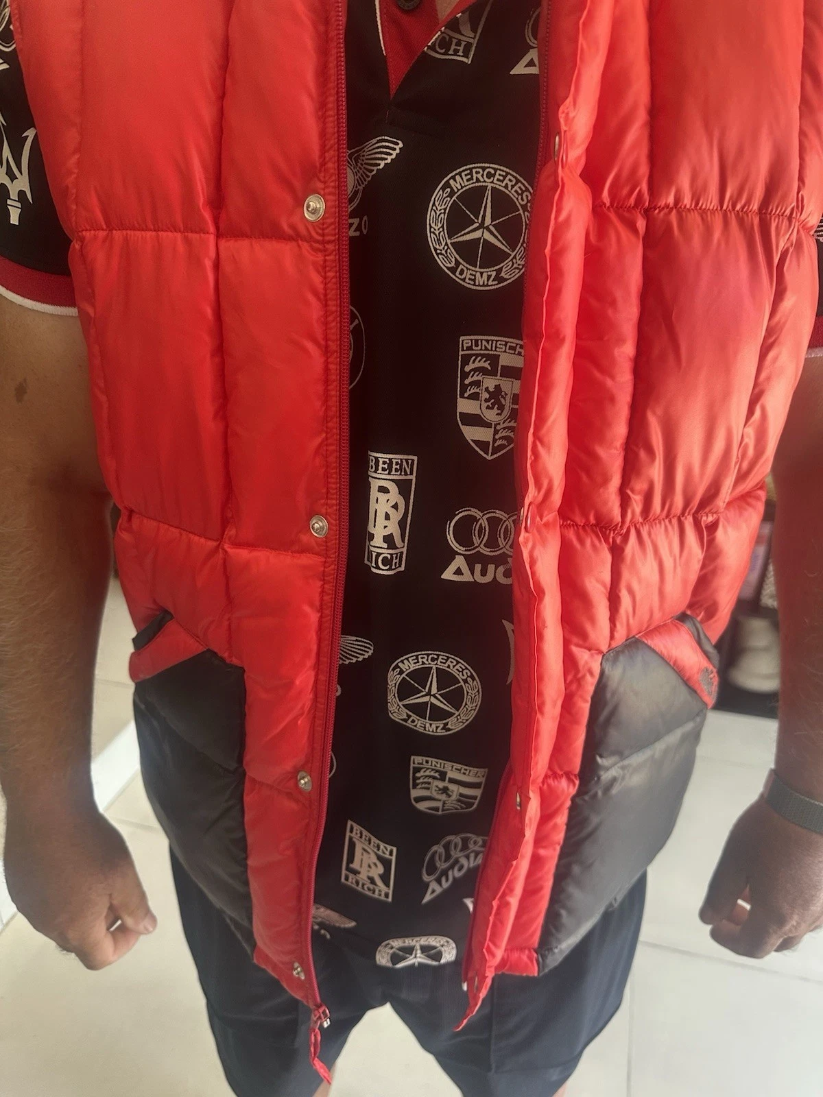 Adidas Puffer Vest Insulated Jacket Trekking Coat Red Black Size M