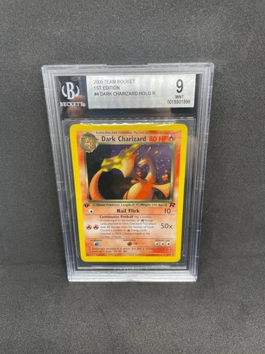 2000 POKEMON TEAM ROCKET 1ST EDITION HOLO R #4/82 DARK CHARIZARD BGS 9