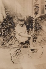 1928 Boy Riding Tricycle Toy Play Happy Childhood Home