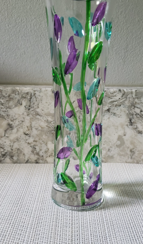 Vaso bocciolo in vetro di Murano alto 7,5" soffiato e dipinto a mano in "Venezia" (Venezia) Italia - Foto 5 di 8