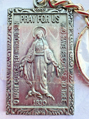 Our Blessed Mother - Silver Keychain Key Ring Hangtag - Catholic - Blessed