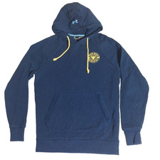 Under Armour Project Rock Hoodie Men's Small Navy Pullover Terry Kangaroo Pocket
