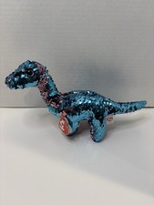Ty Flippables Tremor Dinosaur Sequin Plush 12”, Turquoise and Pink, Collectible