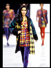 Gianni Versace Couture Fw 1991 Runway Multi Plaid Coat Boucle Check Iconic Rare!