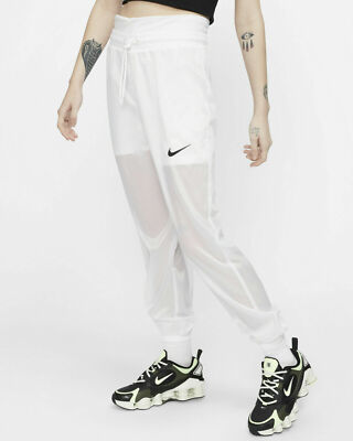NIKE SPORTSWEAR WOVEN LIGHTWEIGHT 2IN1 PANTS JOGGERS WHITE CJ3006-100  WOMEN S UK