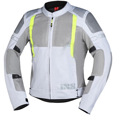 Mens Motorcycle Jacket 5XL (134cm) - IXS Trigonis-Air - Light Grey-Grey-Fluo Yellow