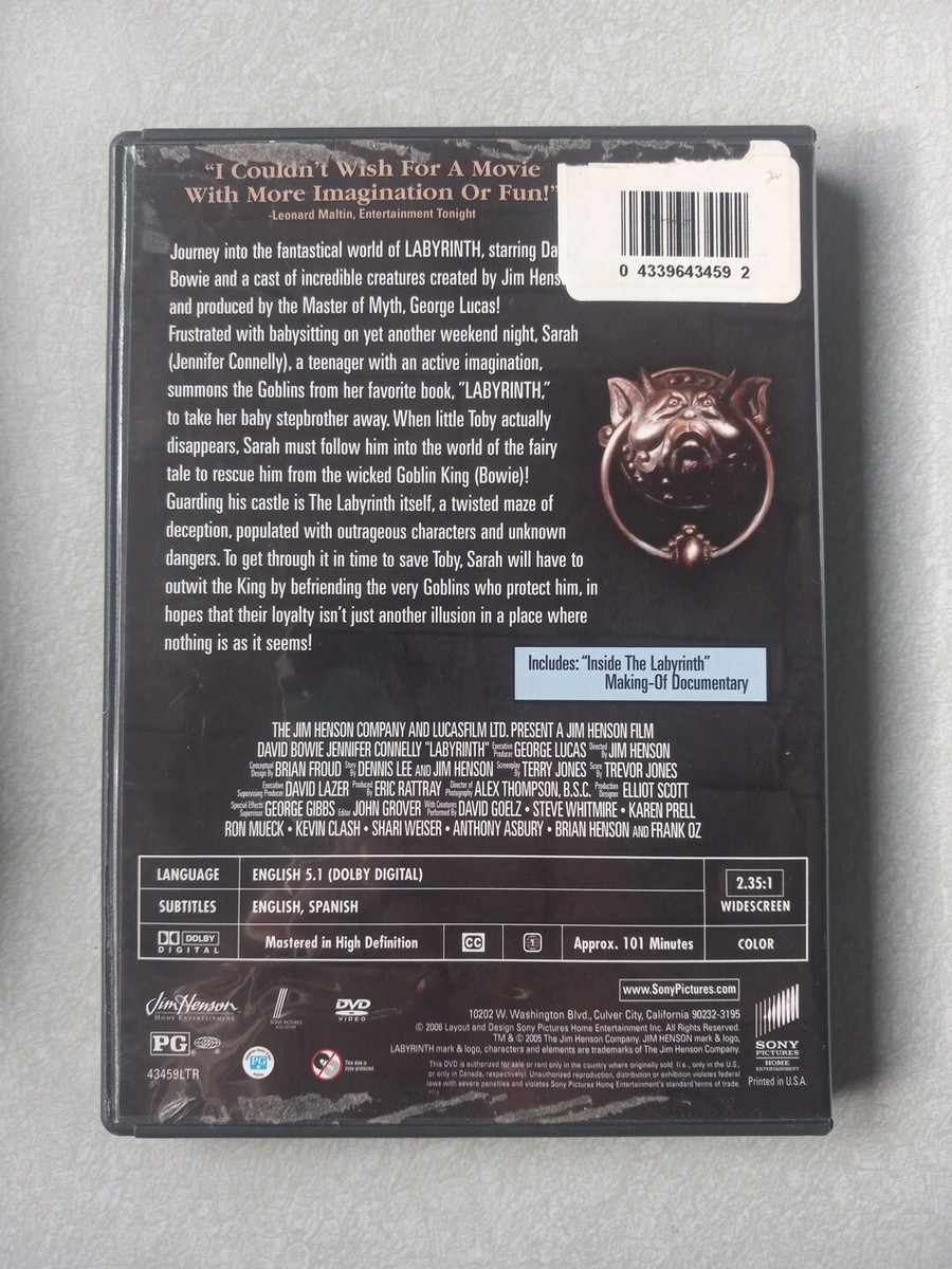 Labyrinth (DVD, 1986) Jim Henson Frank Oz David Bowie Jennifer