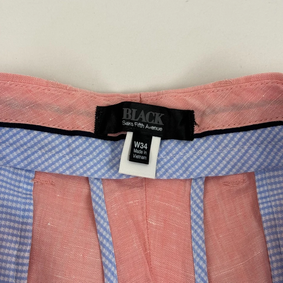 Pantalones Cortos Chinos Black Saks Fifth Avenue 100% Lino 10" Rosa Para Hombre 34 Foto 3 de 4