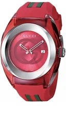 New Gucci Sync XXL YA137103 Red Rubber Band Red Dial Unisex Watch