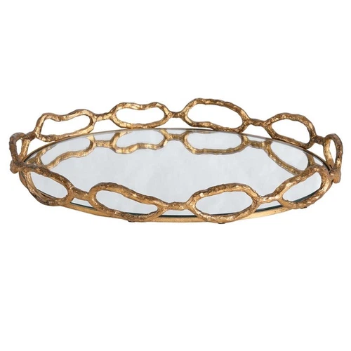 Uttermost Cable Transitional Cast Iron Chain Mirrored Tray in Silver - Picture 3 of 7