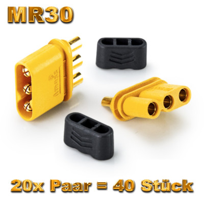   20 Paar MR30 2.0mm 3Pin Stecker Buchse Multirotor Motor ESC Goldstecker 30A RC