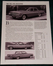 1961 Chevy Bel Air-biscayne Spec Sheet Info Photo 61 283 348 Coupe Sedan 1961 Chevy Bel Air-biscayne Spec Sheet Info Photo 61 283 348 Coupe Sedan