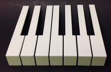 Octave Of 7 German Piano Keytops w/Fronts, ABCDEFG, 52mm Head, Gloss White