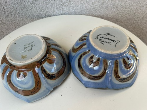 Vtg Ken Edwards Mexican Pottery Side Bowls Set 2 6.5” X 3” - Picture 7 of 9