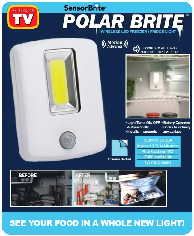 Sensor Brite Polar Brite Wireless LED Freezer Fridge Light Sub Zero