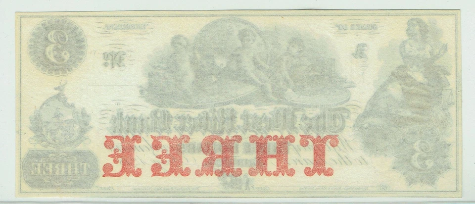 $3 PCGS gema graduada nueva 66 West River Bank Jamaica Vermont querubines sentados $$$ Foto 4 de 4