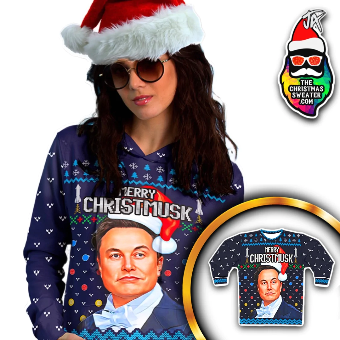 Elon Musk Ugly Christmas Sweater Tesla Doge Mars Spacex Twitter Party ...