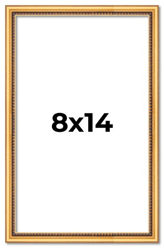 8x14 Frame Beaded Gold Solid Wood Picture Frame | 0.75 Inches Moulding Width | L