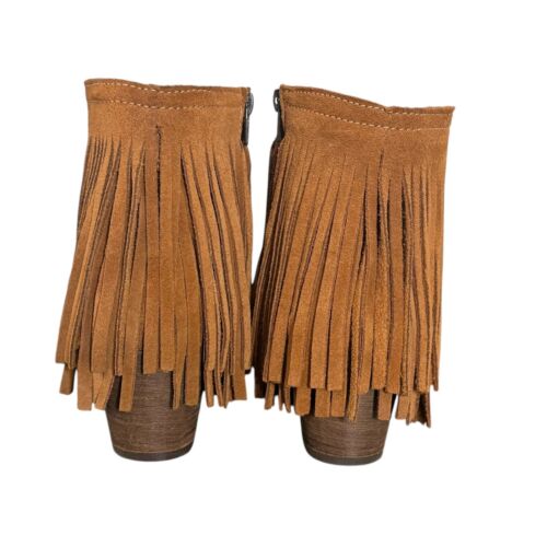 Taos Fringe Ankle Boots Womens 8 8.5 Brown Suede Leather Western BOHO Festival - Picture 3 of 14