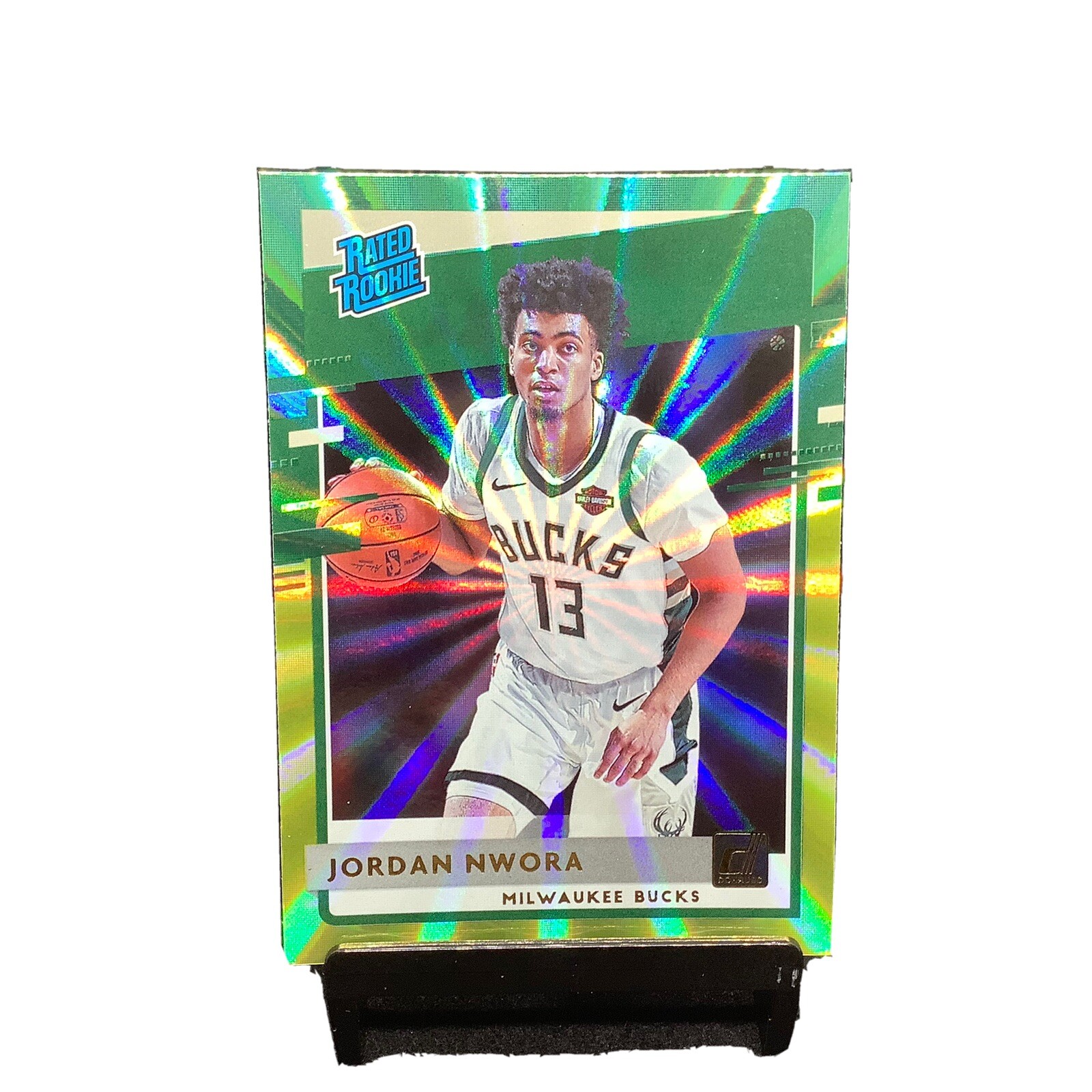 2020-21 Donruss Holo Green and Yellow Laser #220 Jordan Nwora - Rated Rookies