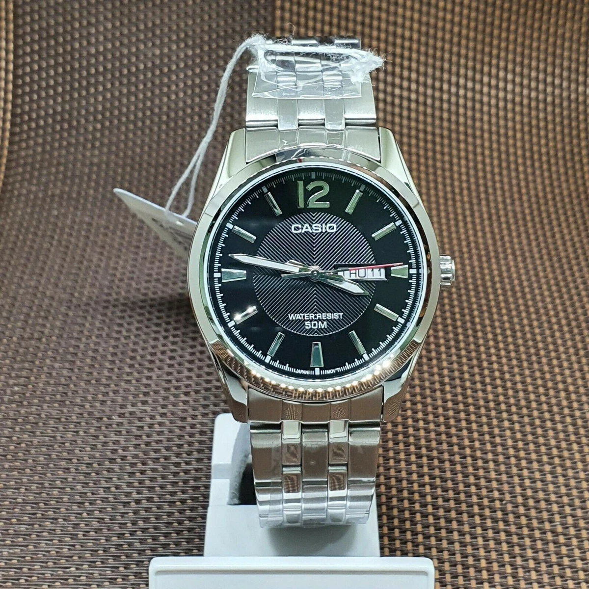 Casio MTP-1335D-1A Stainless Steel Black Analog Quartz Men 