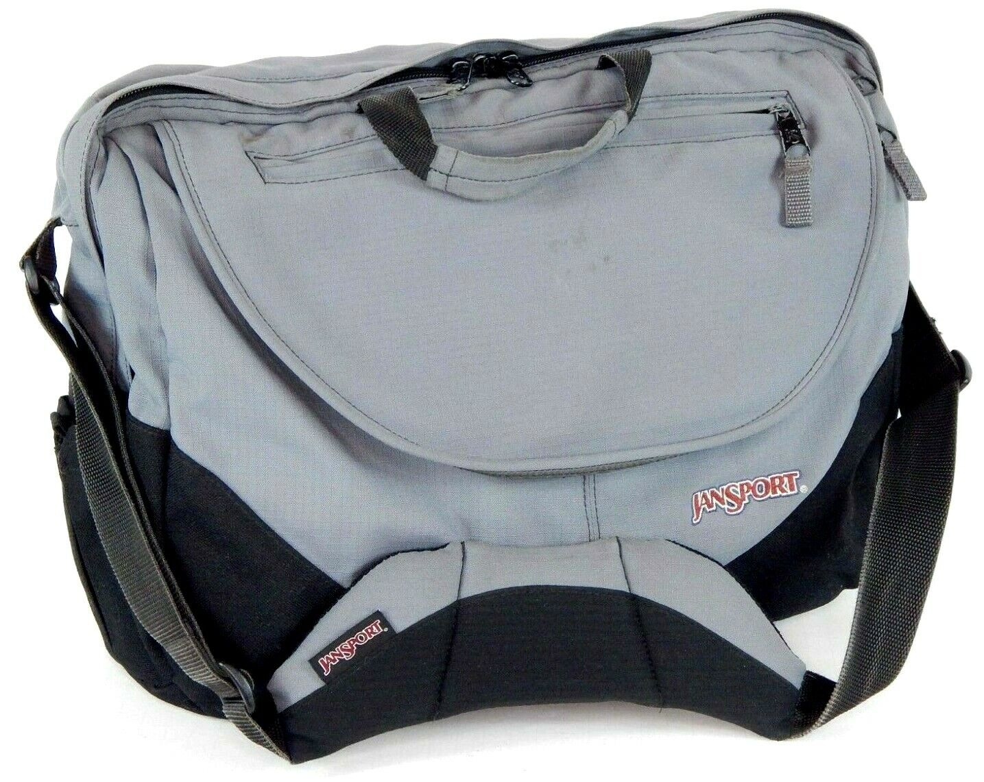Jansport Laptop Messenger Bag Padded Shoulder Crossbody Bag Black & Gray